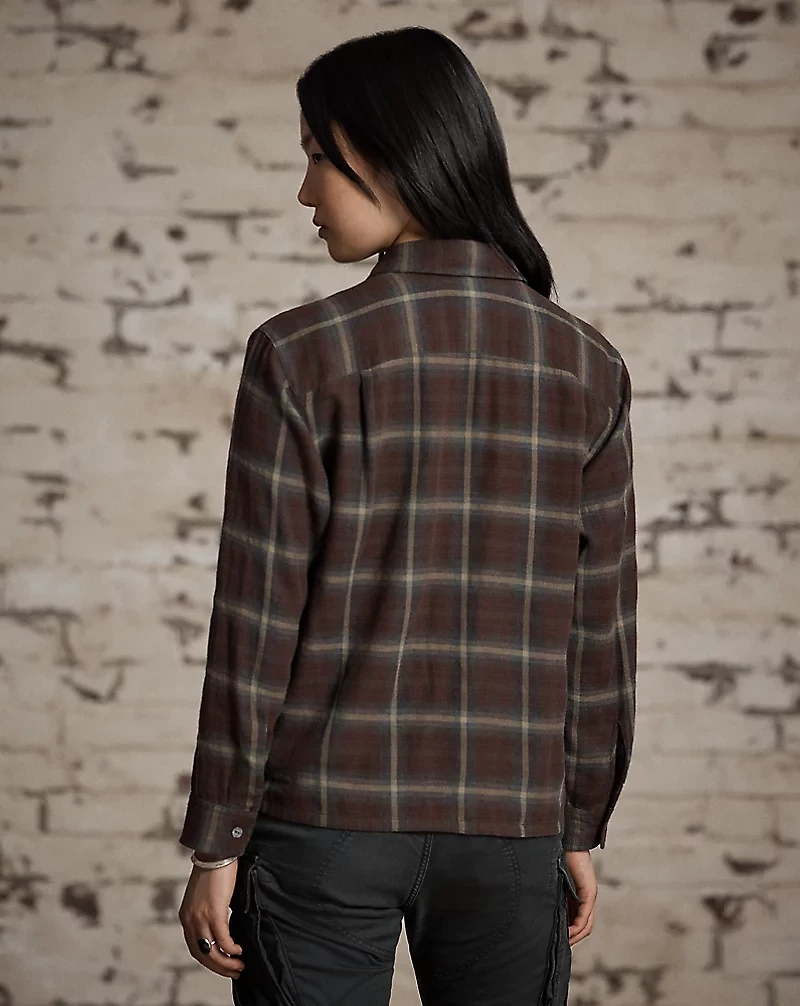 Heathered Plaid Cotton Shirt