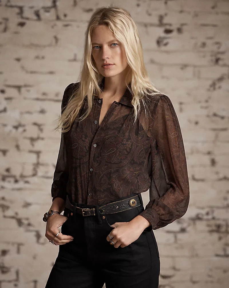 Paisley Silk Tie-Back Blouse