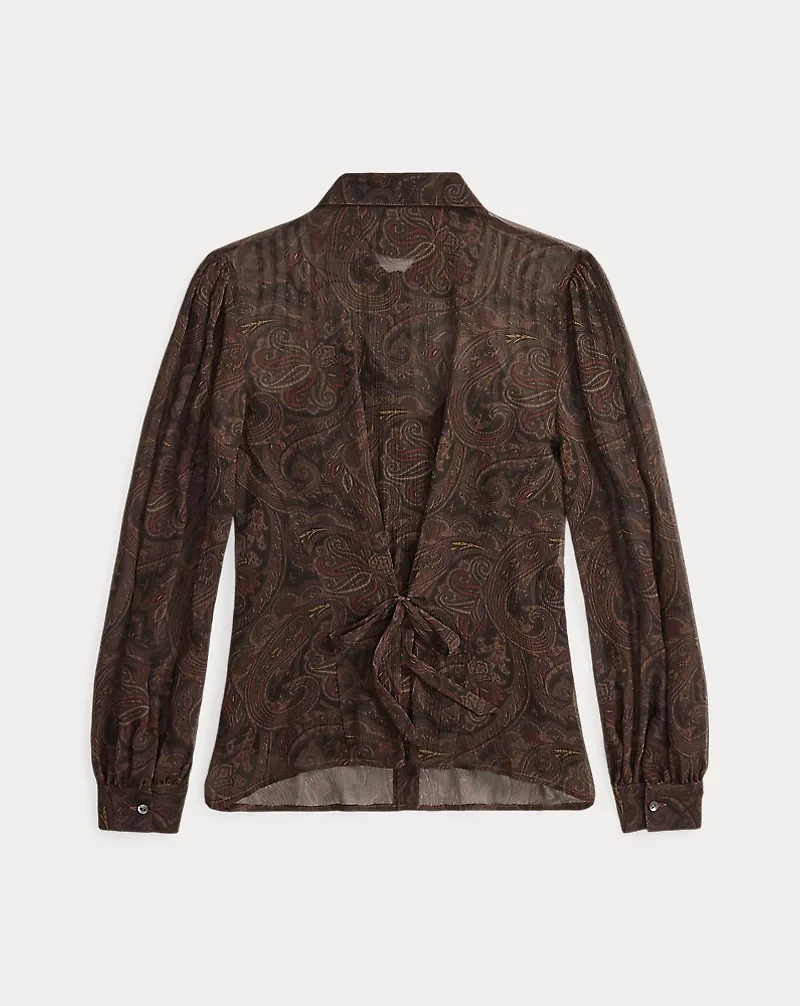 Paisley Silk Tie-Back Blouse