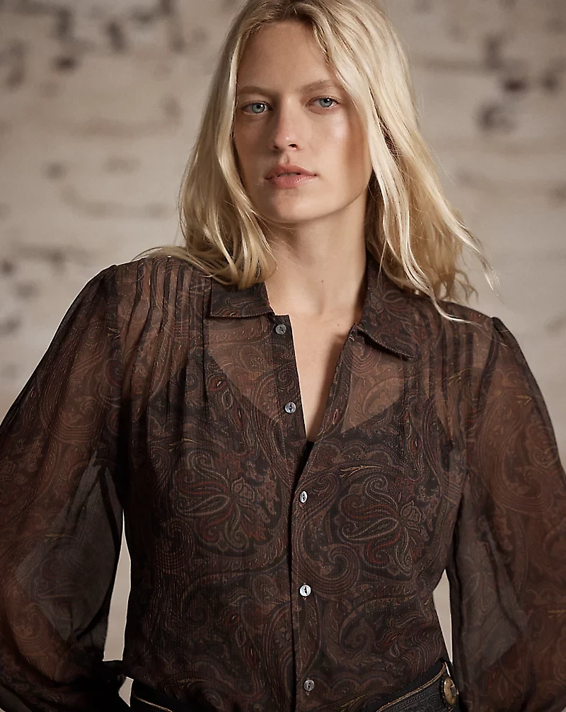 Paisley Silk Tie-Back Blouse