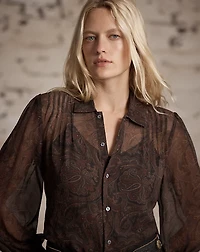 Paisley Silk Tie-Back Blouse