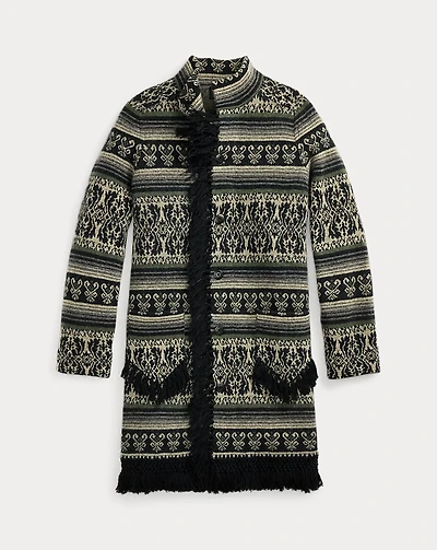Wool-Cashmere Jacquard Duster Cardigan