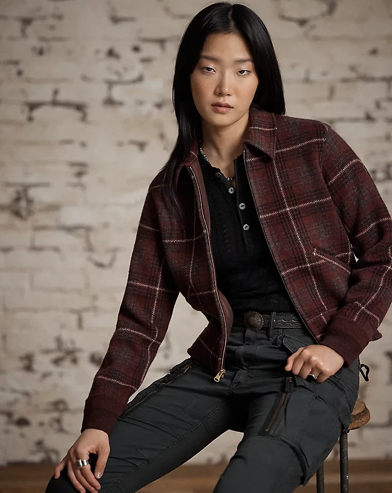 Plaid Wool Sweater Jacket