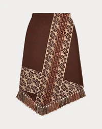 Fringe-Trim Wool Jacquard Skirt