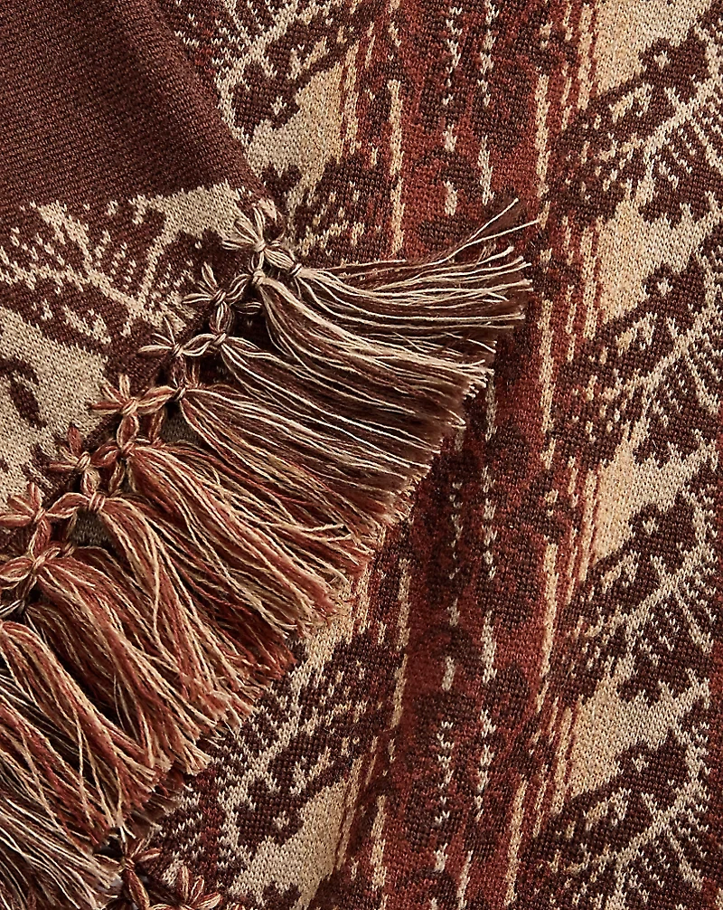 Fringe-Trim Wool Jacquard Skirt