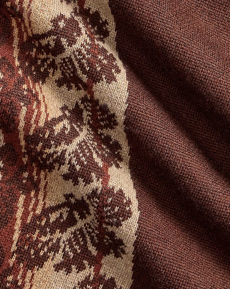 Fringe-Trim Wool Jacquard Skirt