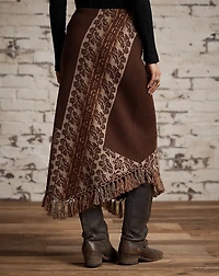 Fringe-Trim Wool Jacquard Skirt