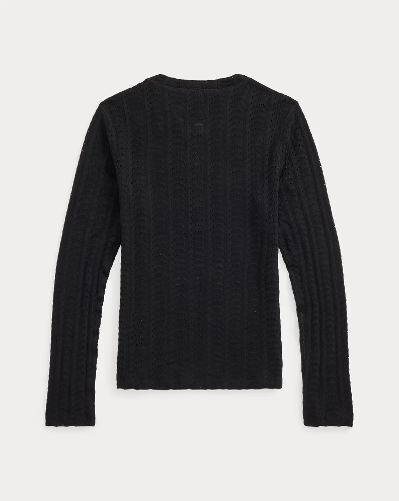 Cotton Pointelle Henley Shirt