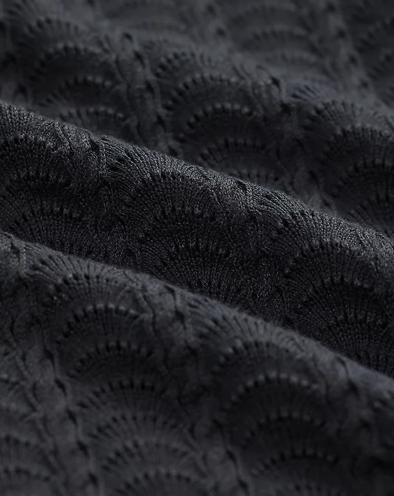 Cotton Pointelle Henley Shirt