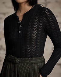 Cotton Pointelle Henley Shirt