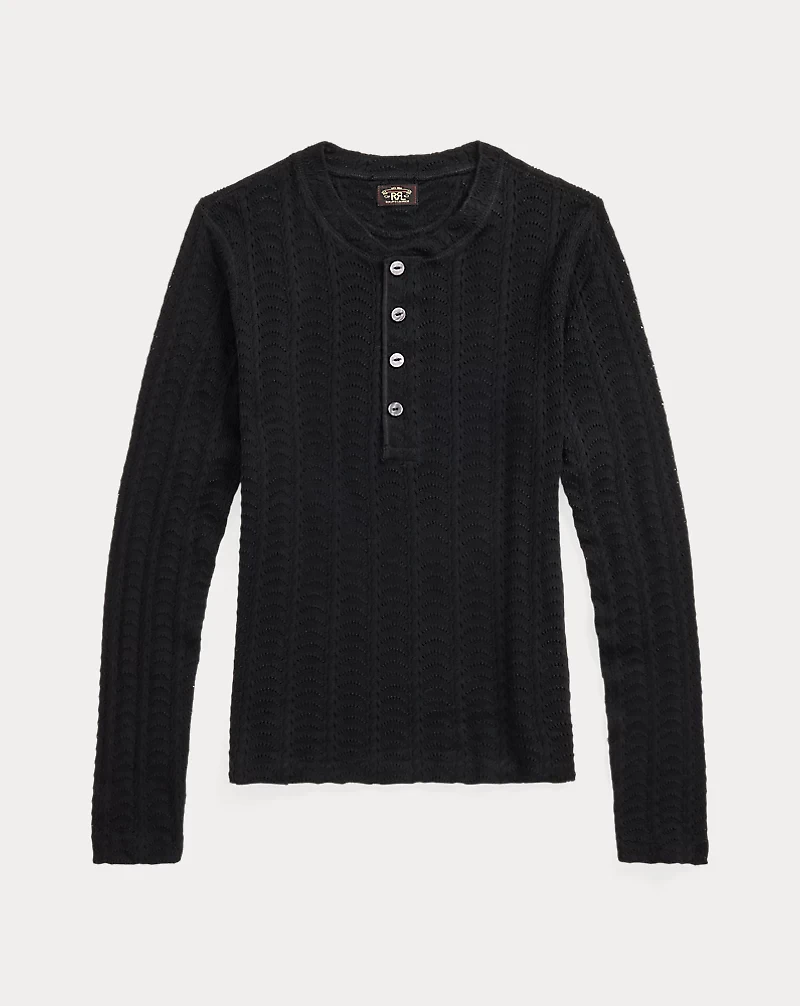 Cotton Pointelle Henley Shirt