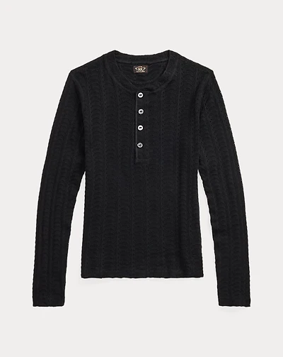 Cotton Pointelle Henley Shirt