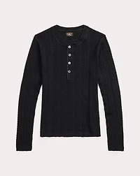 Cotton Pointelle Henley Shirt