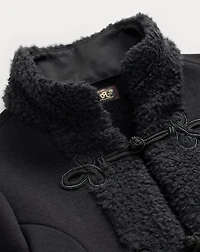 Faux-Shearling-Trim Knit Wool Jacket