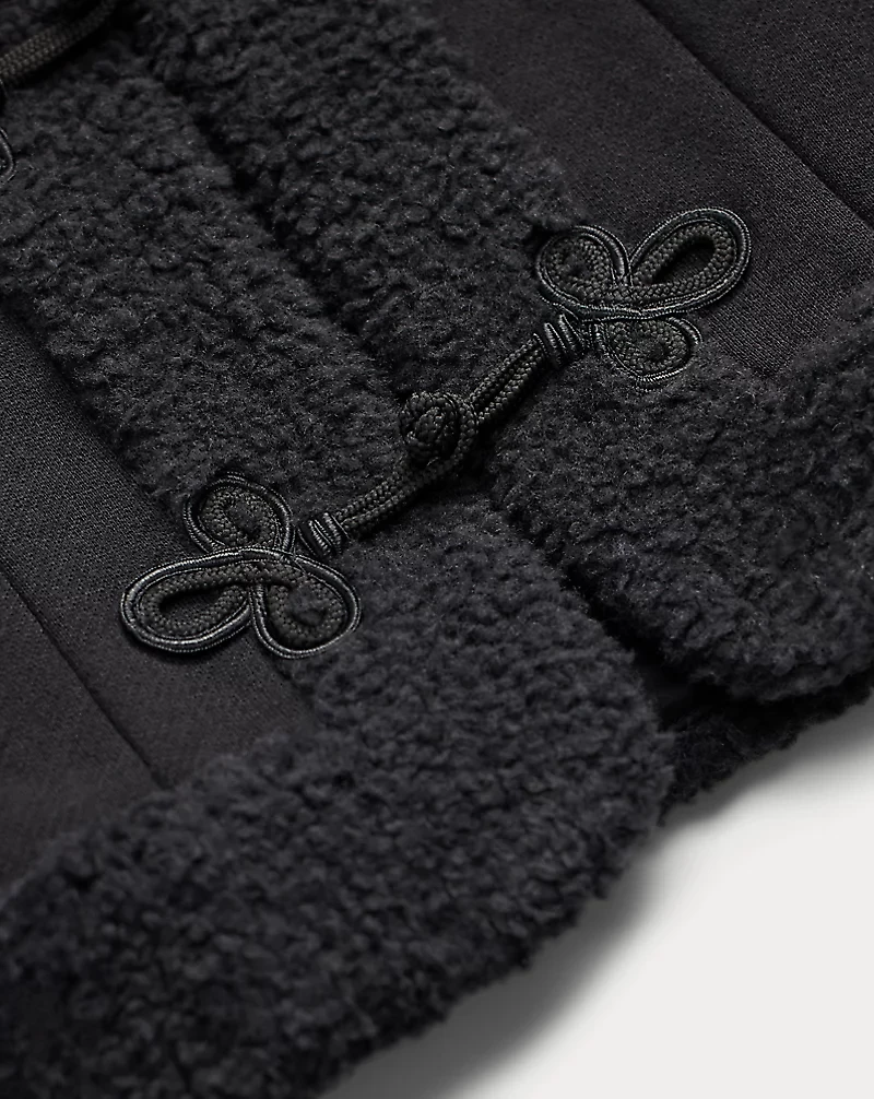 Faux-Shearling-Trim Knit Wool Jacket