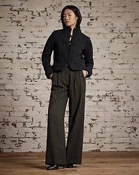 Faux-Shearling-Trim Knit Wool Jacket