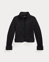 Faux-Shearling-Trim Knit Wool Jacket