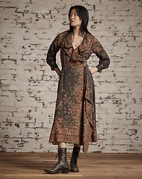 Paisley-Print Wrap Dress