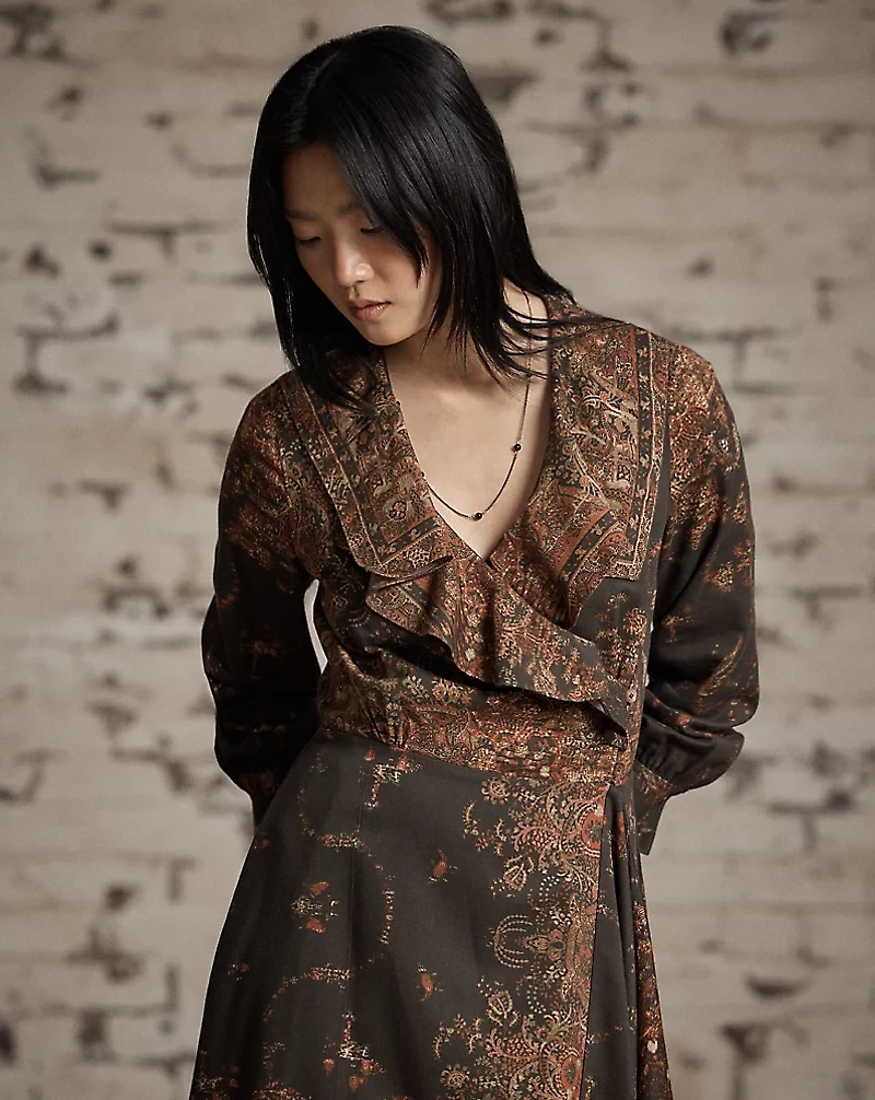 Paisley-Print Wrap Dress