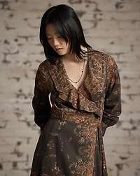 Paisley-Print Wrap Dress