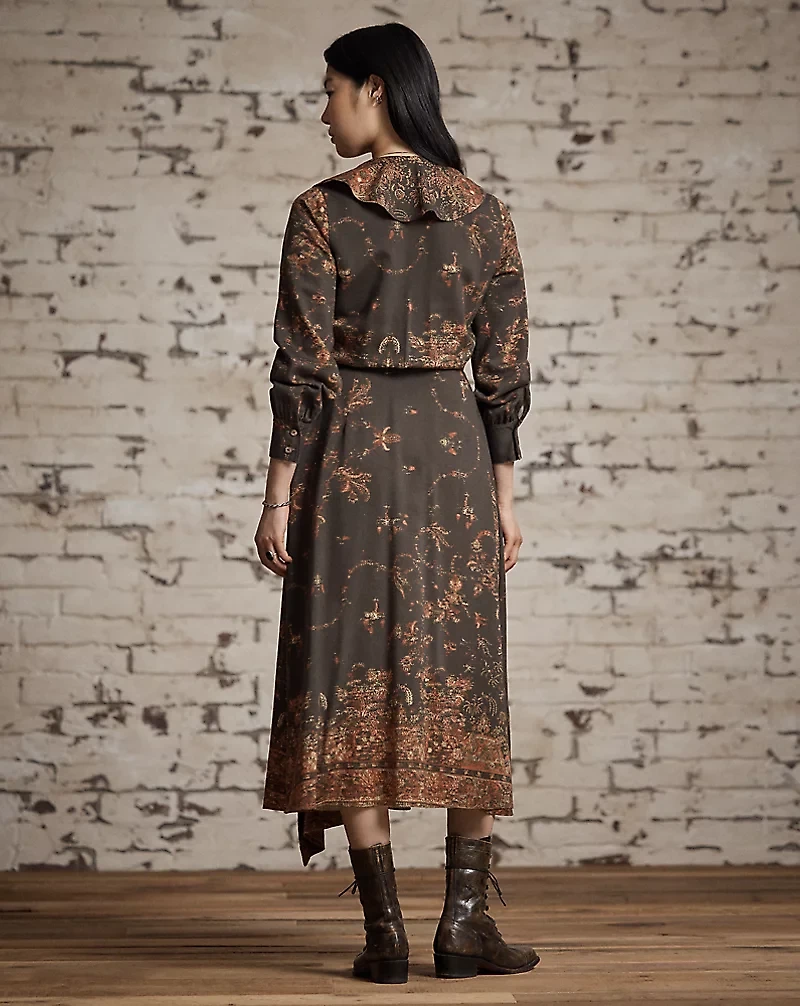 Paisley-Print Wrap Dress