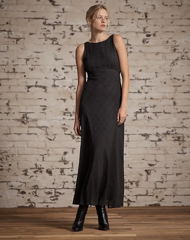 Checked Silk Georgette Dress