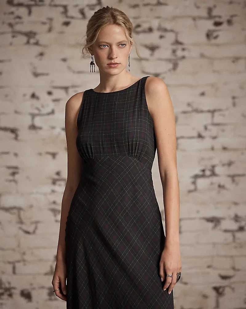 Checked Silk Georgette Dress