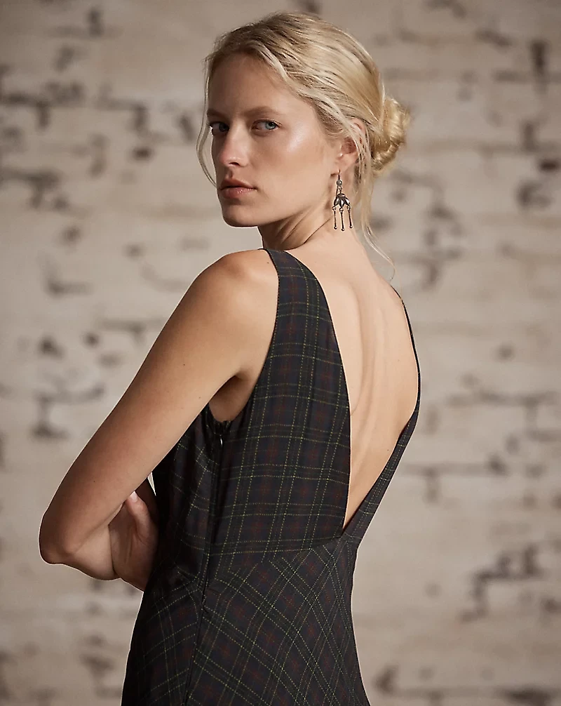 Checked Silk Georgette Dress