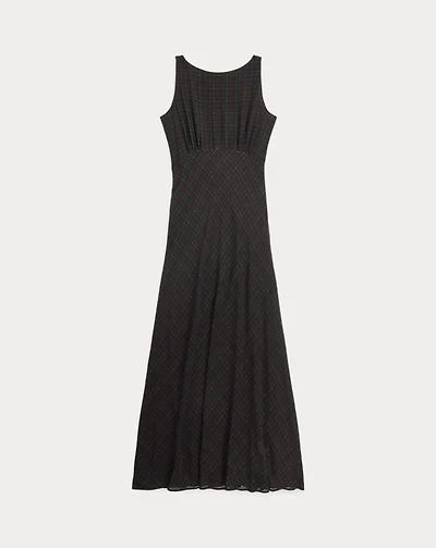 Checked Silk Georgette Dress