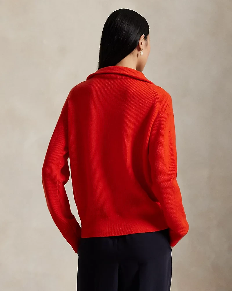 Rib-Knit Cashmere Half-Zip Sweater