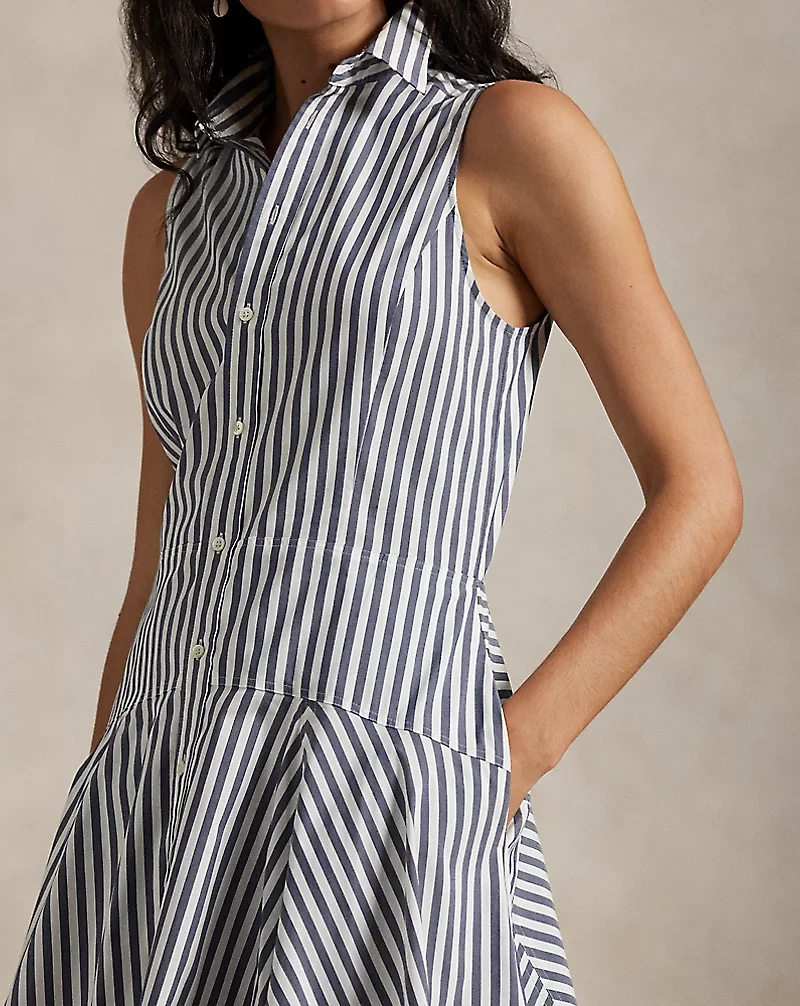 Striped Sleeveless Shirtdress