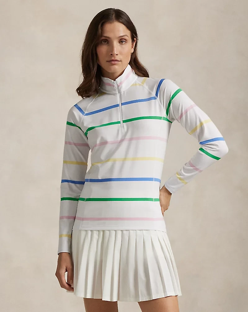 Striped Stretch Jersey Quarter-Zip