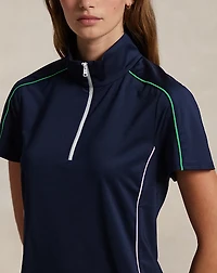 Stretch Jersey Short-Sleeve Quarter-Zip