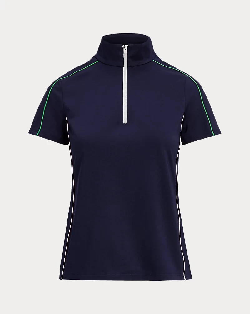 Stretch Jersey Short-Sleeve Quarter-Zip