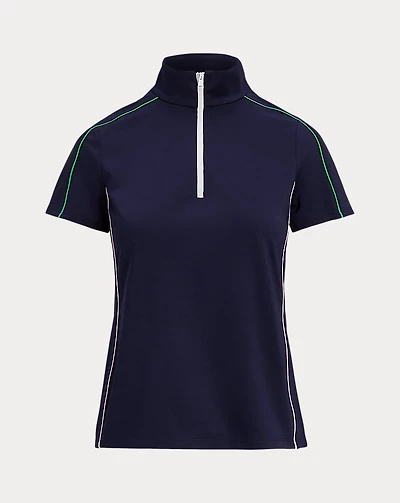 Stretch Jersey Short-Sleeve Quarter-Zip