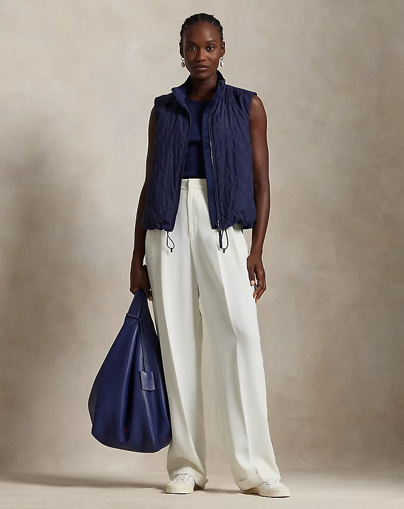 Hybrid Quilted-Panel Sleeveless Zip Vest