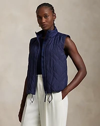 Hybrid Quilted-Panel Sleeveless Zip Vest