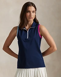 Slim Fit Sleeveless Quarter-Zip Polo