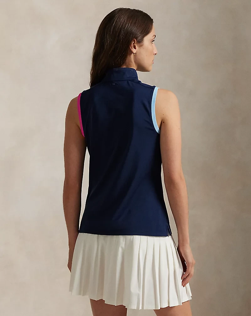 Slim Fit Sleeveless Quarter-Zip Polo