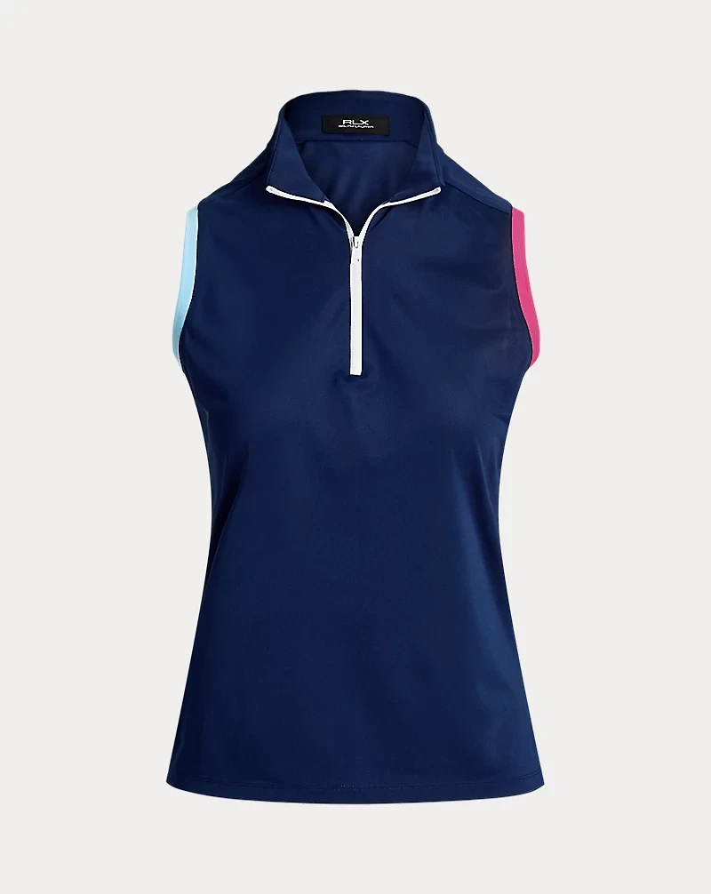 Slim Fit Sleeveless Quarter-Zip Polo