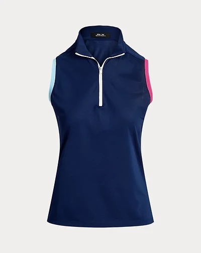 Slim Fit Sleeveless Quarter-Zip Polo
