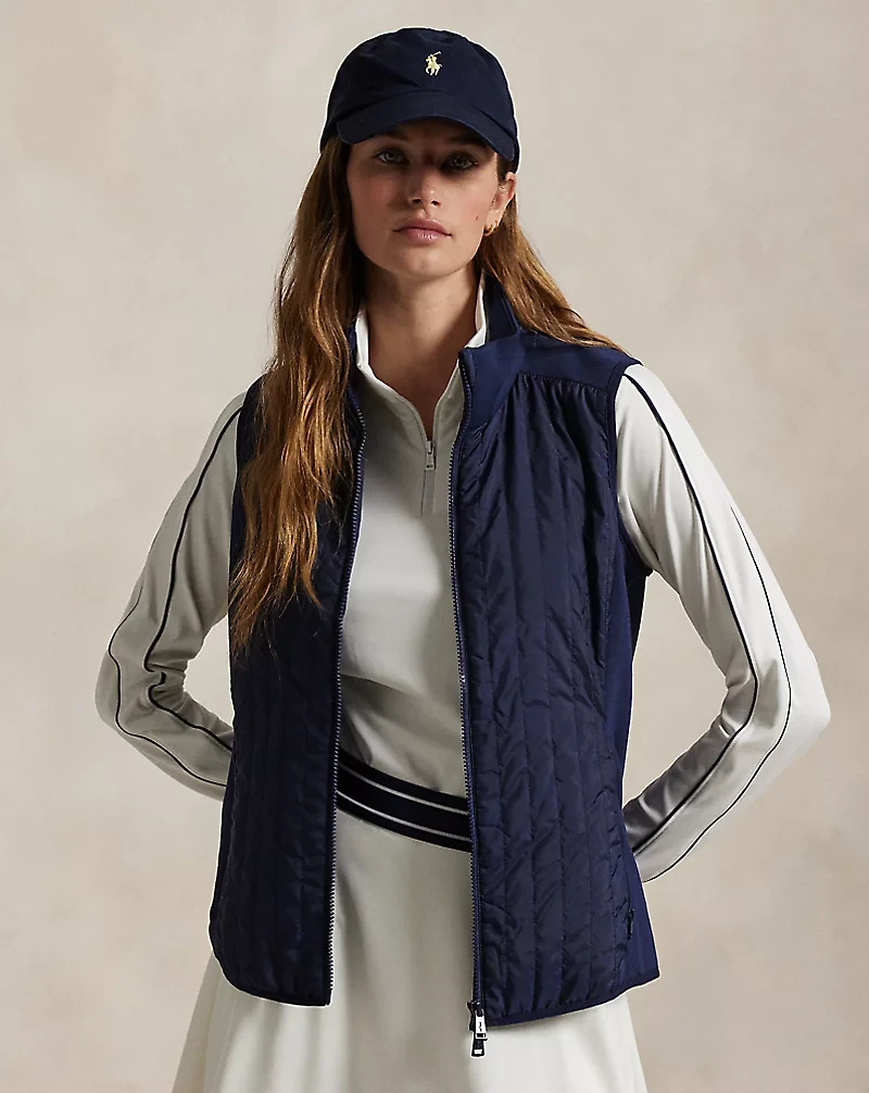 Hybrid Quilted-Front Zip Vest