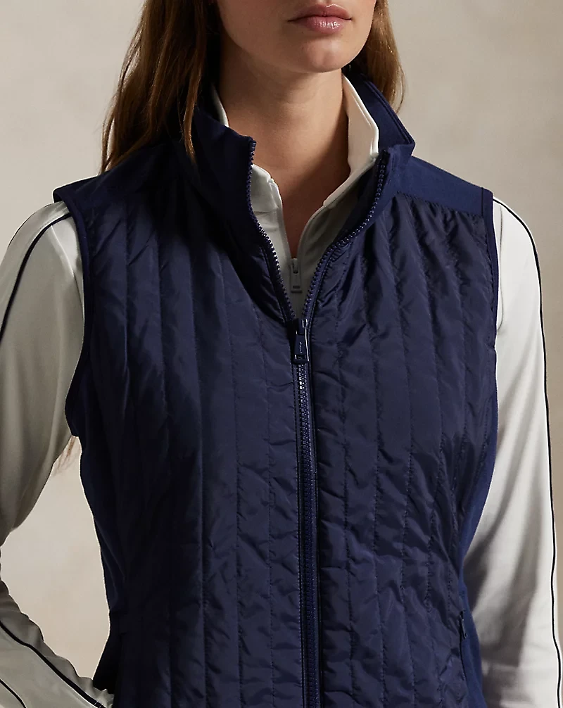 Hybrid Quilted-Front Zip Vest