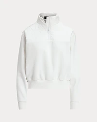 Quilted-Panel Fleece Mockneck