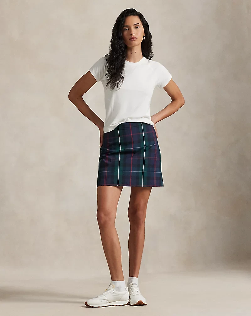 Plaid Performance Long Skort