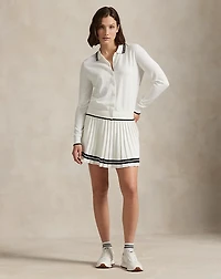 Cotton-Blend Polo-Collar Cardigan