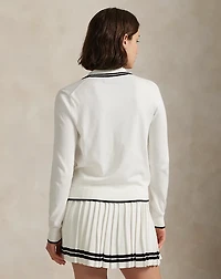 Cotton-Blend Polo-Collar Cardigan