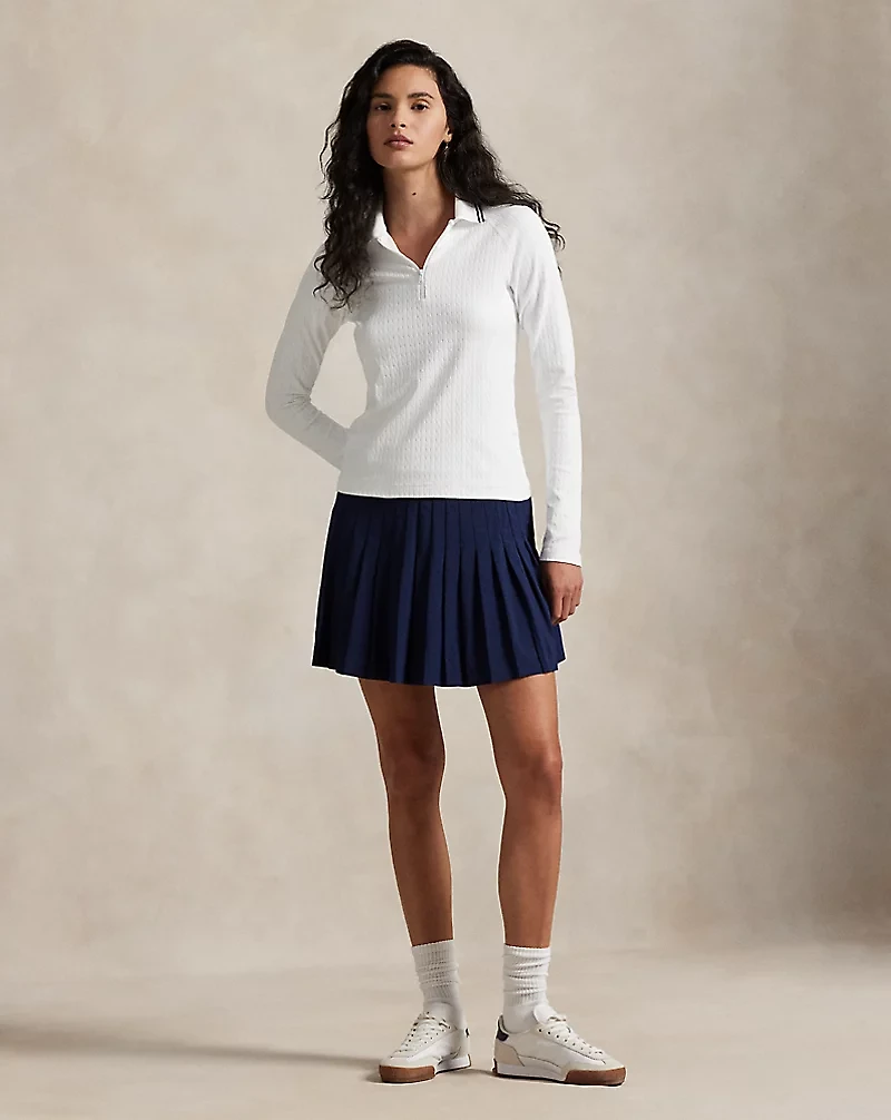 Cable Quarter-Zip Long-Sleeve Polo Shirt
