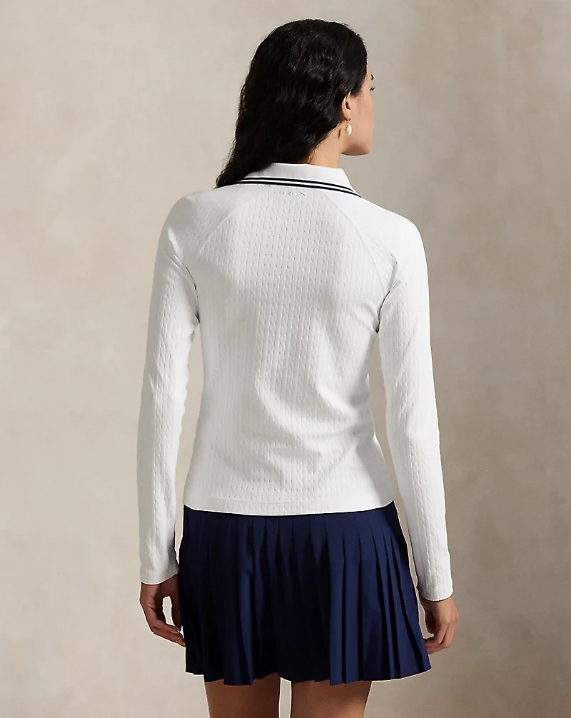 Cable Quarter-Zip Long-Sleeve Polo Shirt