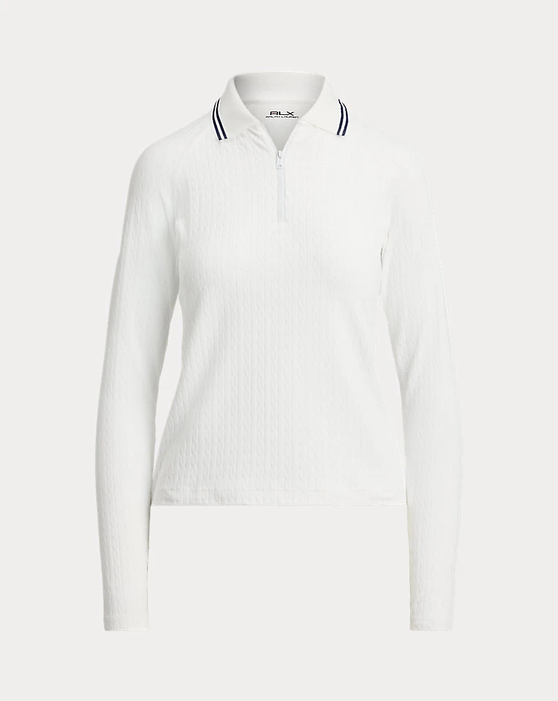 Cable Quarter-Zip Long-Sleeve Polo Shirt